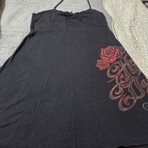 Harley Davidson WomensBlack Dress with Red Rose Design,Size L Gorgeous!